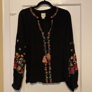 Embroidered black Maeve top